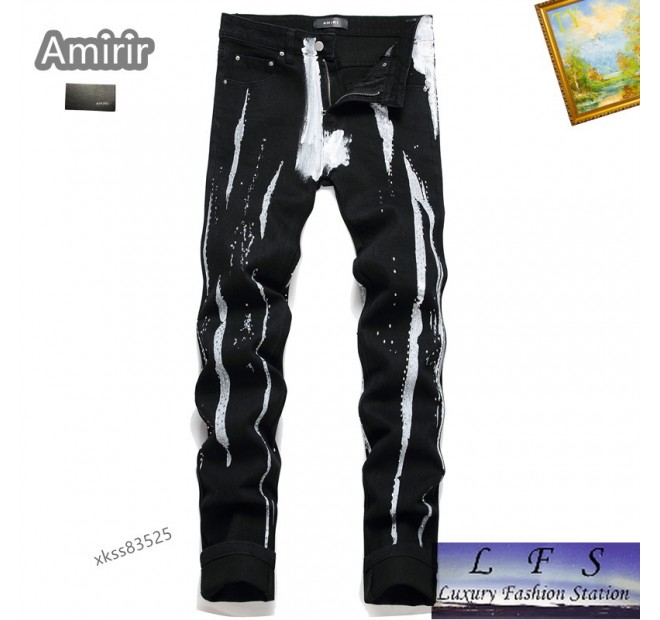 AMIRI 2023男款燙鑽直筒牛仔褲