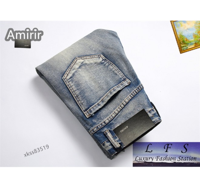 AMIRI 2023新款直筒破洞牛仔褲