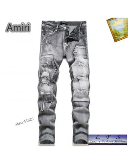 AMIRI-2024拼接直筒牛仔褲