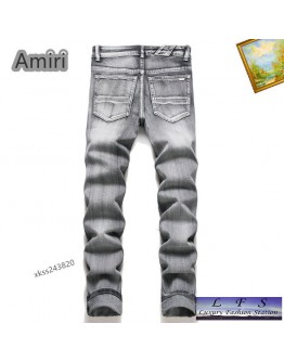 AMIRI-2024拼接直筒牛仔褲