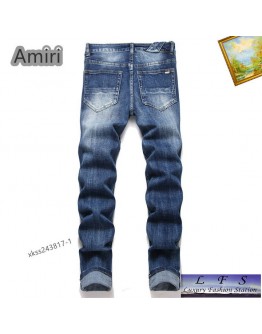 AMIRI-2024新款拼接直筒牛仔褲