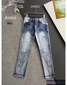 AMIRI-2024新款壓花直筒牛仔褲