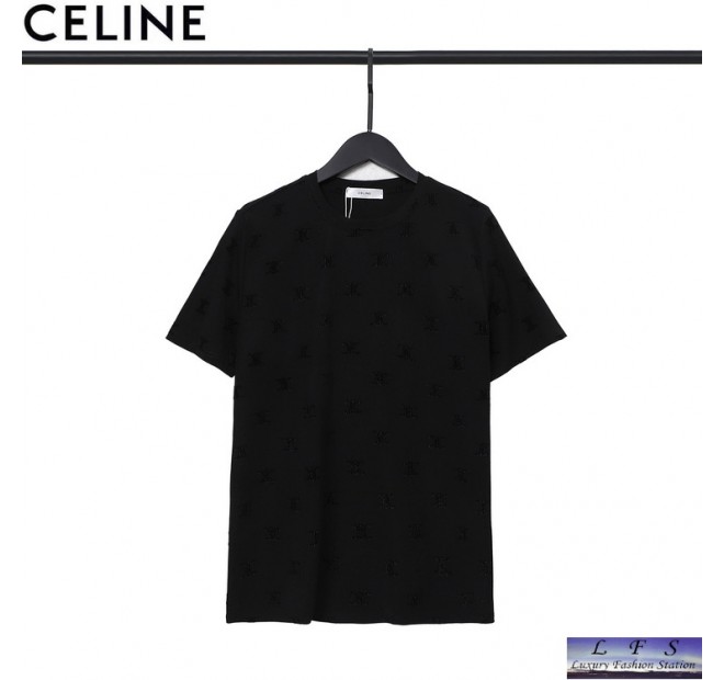 CELINE 植絨全棉短袖T恤