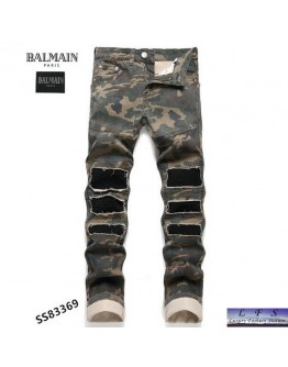 BALMAIN 迷彩直筒牛仔褲